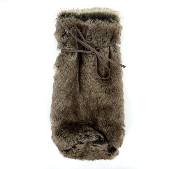 Set Of Three Plush Soft Faux Fur Wine Bottle Bags Decor Gift Holiday Fall Winter - Picture 5 of 12